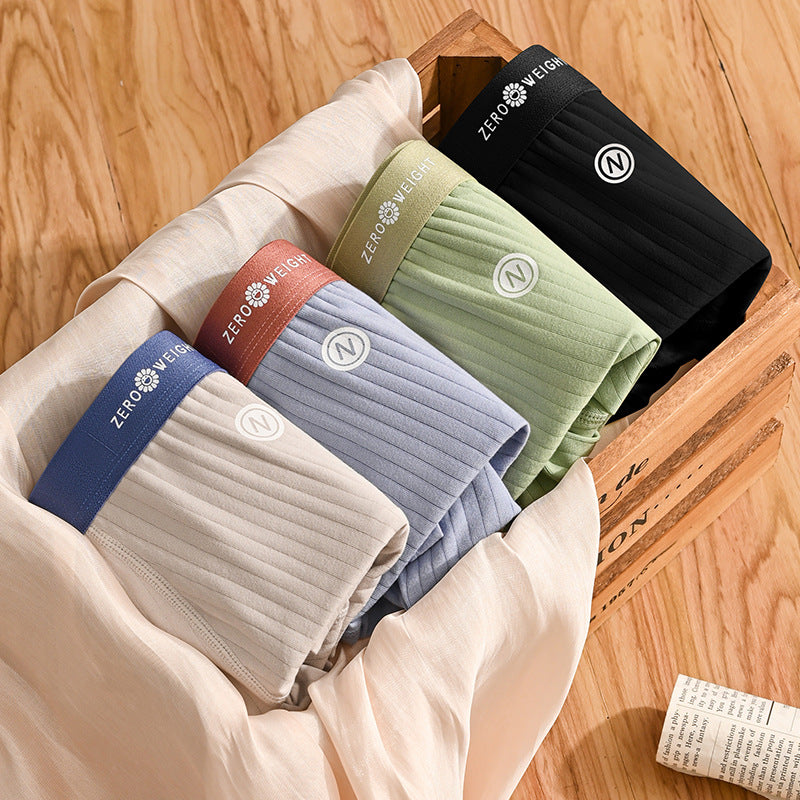 Striped Purified Cotton Men's Underwear Mid-waist Contrast Color