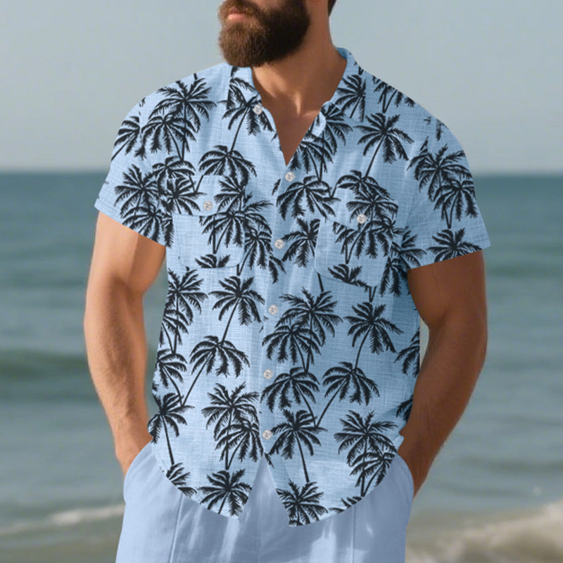 European And American Men's Beach Short Sleeve shirt