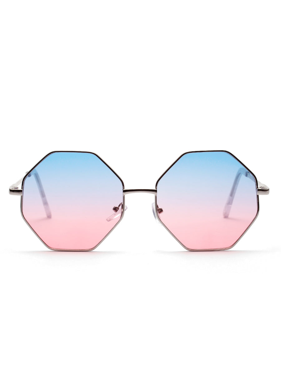 Diamond Polygon Color Clear Lens Sunglasses