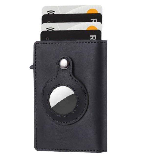 AirTag Wallet Anti Theft Bullet Card Bag Multi-functional Rfid Card Holder Men's Leather Slim Wallets For Airtag