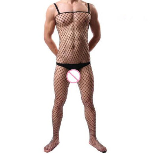 Men's One Piece Sling Front And Back Hollow Stockings