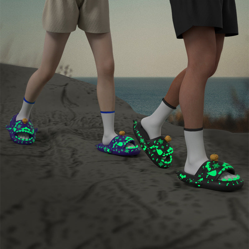 Halloween And Christmas Shoes Ins Luminous Shark Slippers Couple