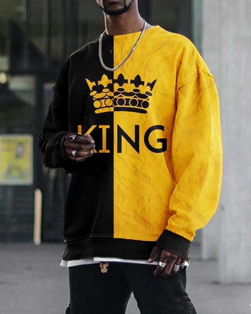 3d Digital Printing Loose Casual Trend Round Neck Long Sleeve Sweater