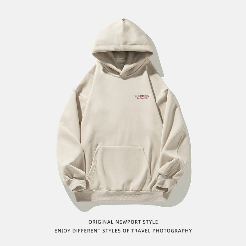 American Retro Hooded Sweater Men's Autumn Puff Print Coat