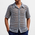 Men's French Beaded Hollow Shirt