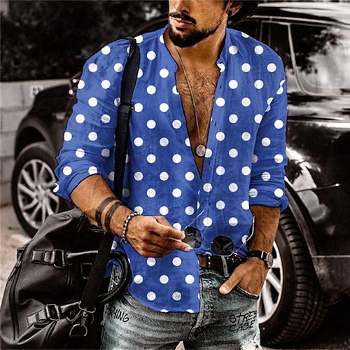 3D Polka-dot Loose-fitting Long Sleeve Printed Shirt