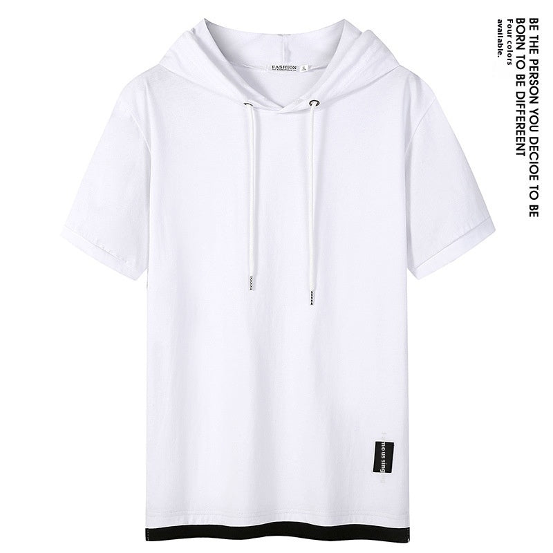 Casual Simple Men's Clothing Cotton Hooded T-shirt