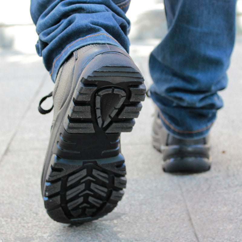 Crimped Genuine Leather Anti-smashing Safety Shoes With Steel Toe And Low-top