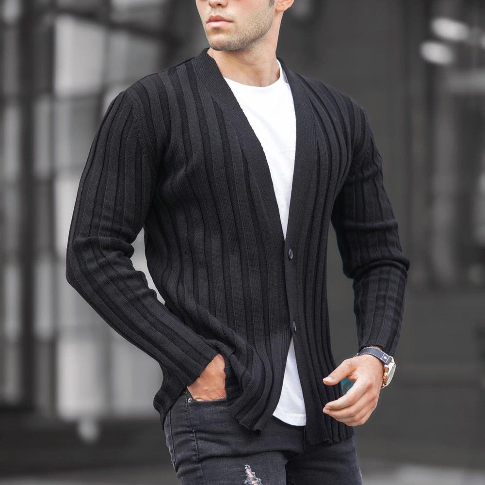 Cardigan Pit Strip Casual Slim Knit Sweater