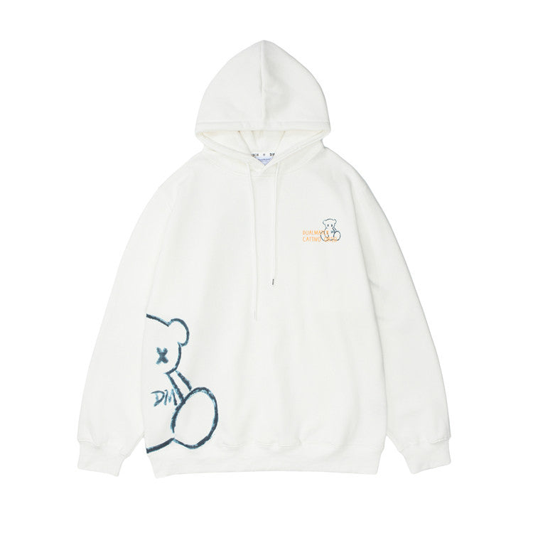 Bear Print Hooded Sweatshirt Men