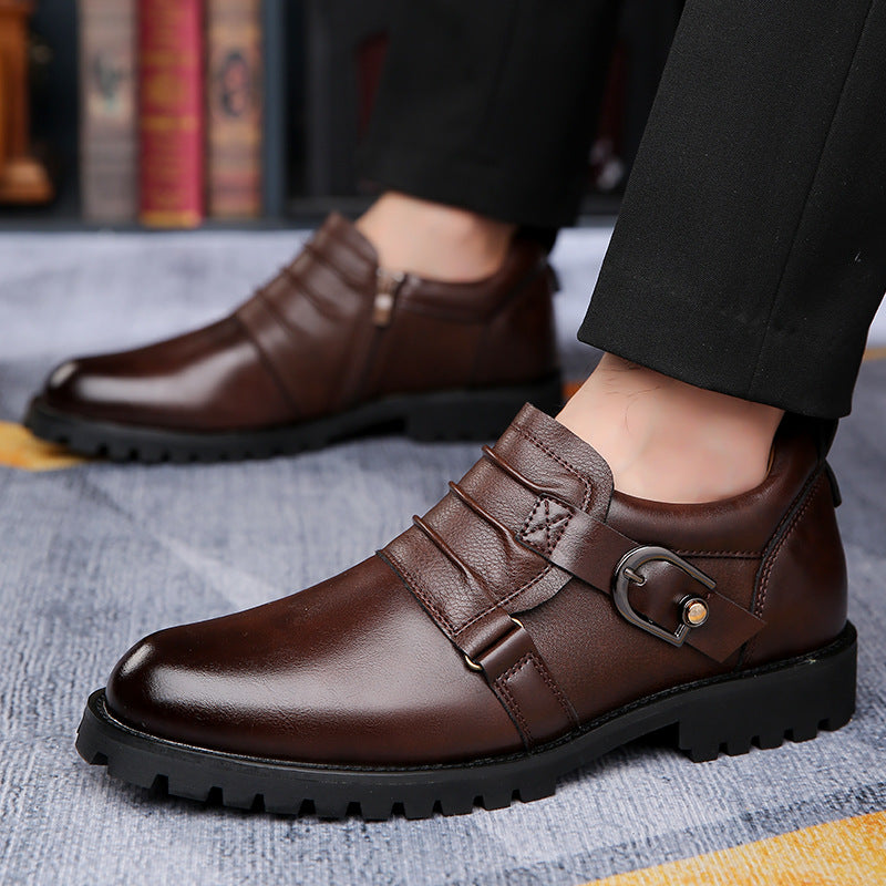 Low-top Versatile Retro Motorcycle Platform Round Toe Holder Men's Shoes