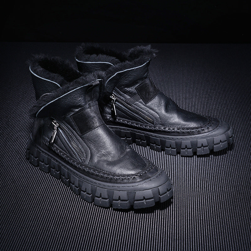New Fur One Boot Men's Leather Wool And Fleece