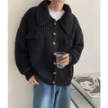Winter Lapel Single-breasted Men's Loose Cardigan Sweater