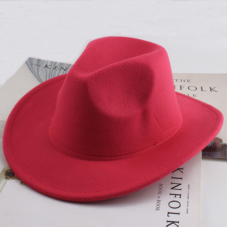 European And American Style Woolen Cowboy Hat Men's Lady Couple Ethnic Style Curling