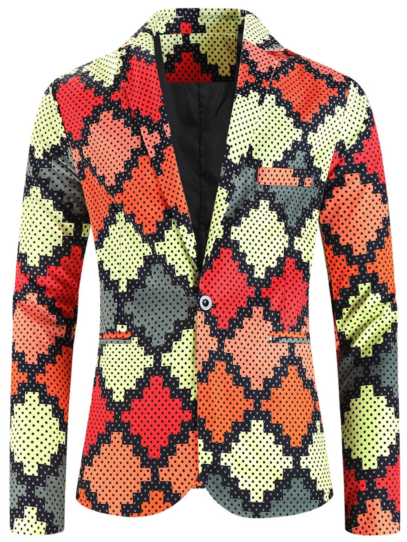 One Button Printing Leisure Suit Plus Size Men's Top