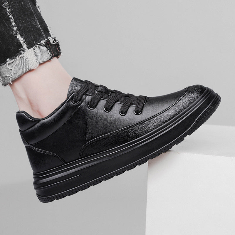 Men's Platform Sneakers High-Top Lace-Up Thick Sole Casual Shoes