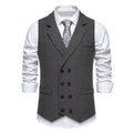 Men's Herringbone Tweed Suit Vest Retro Lapels Double Breasted Vest