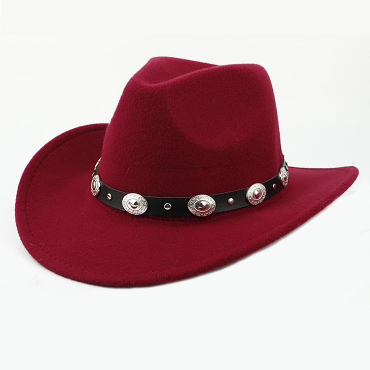 European And American Style Woolen Cowboy Hat Men's Lady Couple Ethnic Style Curling