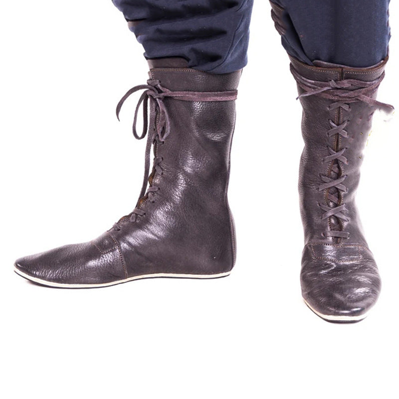Men's Lace-Up Boots Vintage Pirate Plus Size