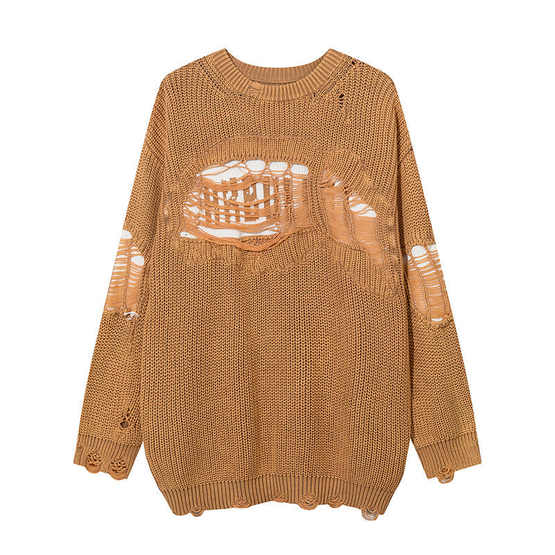 Idle Style Ripped Washed Distressed Pullover Sweater