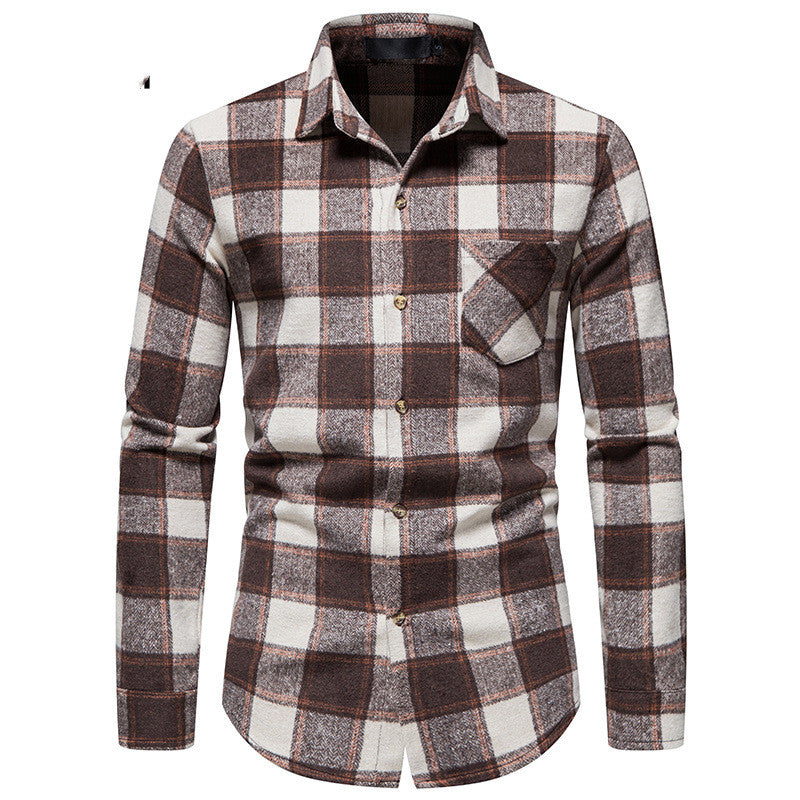 Thick Warm Woolen  Flannel Casual Shirt men