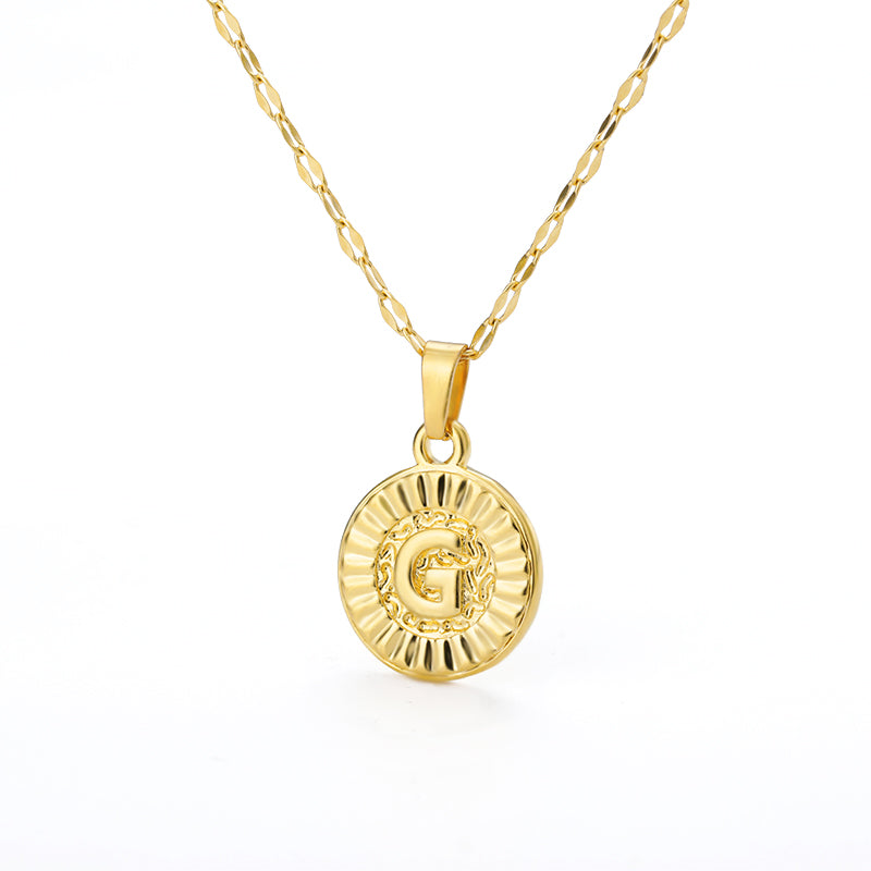 English Alphabet Disc Necklace Men and women