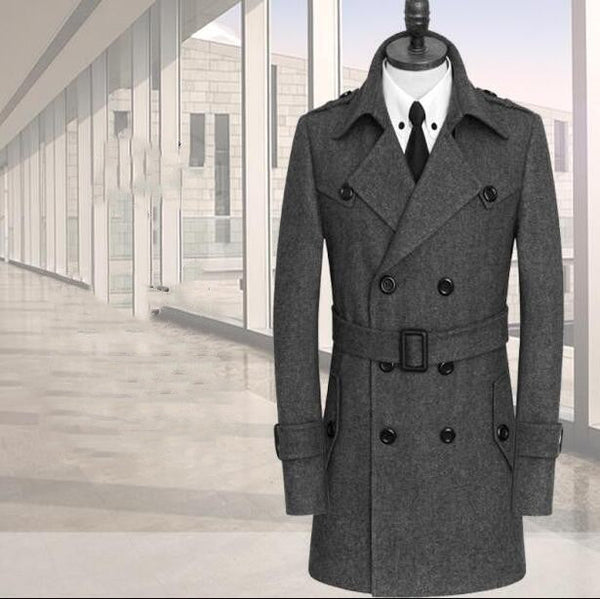 Autumn And Winter Wool Men's Cashmere trench Coat