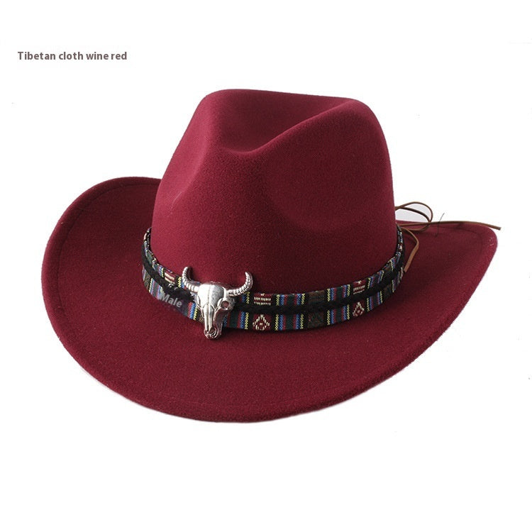 European And American Style Woolen Cowboy Hat Men's Lady Couple Ethnic Style Curling
