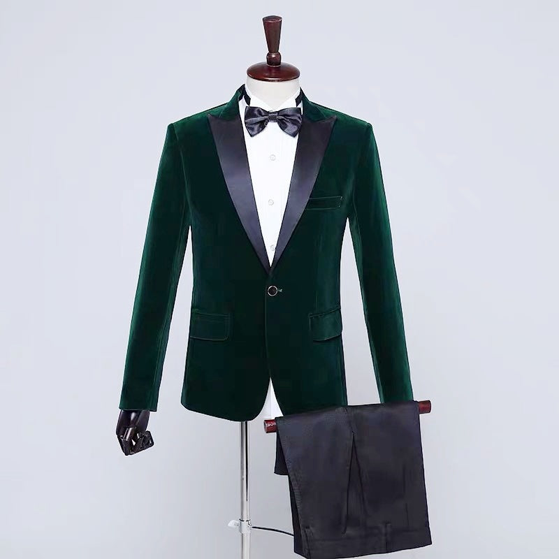 Men's Stage Performance Suit Velvet Jacket