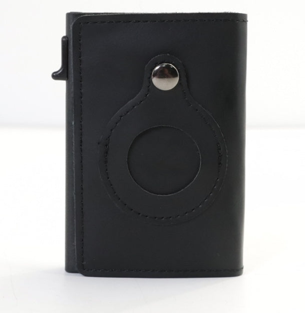 AirTag Wallet Anti Theft Bullet Card Bag Multi-functional Rfid Card Holder Men's Leather Slim Wallets For Airtag