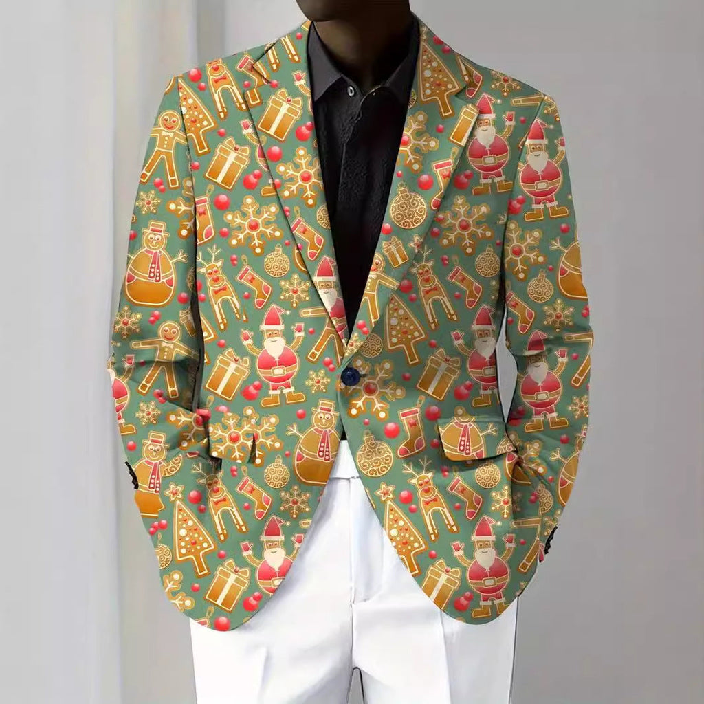 Christmas Series Cartoon Anime Men's Long-sleeved Coat