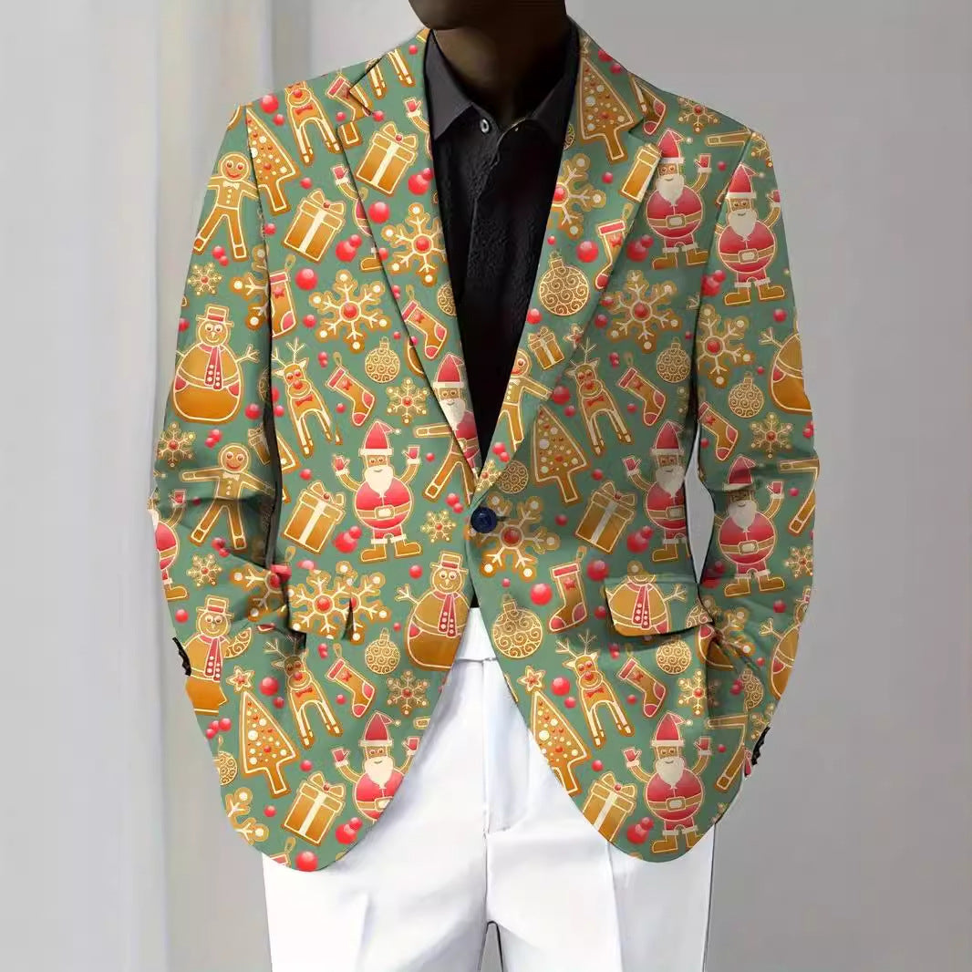 Christmas Series Cartoon Anime Men's Long-sleeved Coat