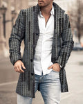 Autumn And Winter New Men's Woolen Stand Collar Medium Long Pocket Casual Coat