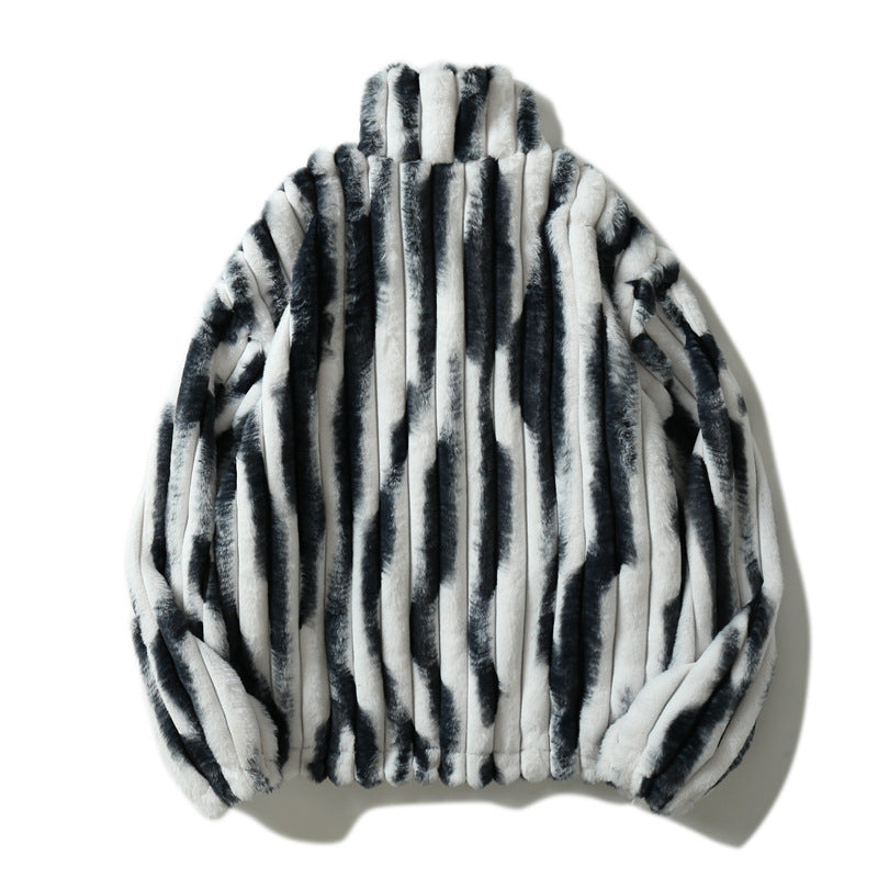 Men's Casual Simple Tie-dye Lamb Plush Jacket