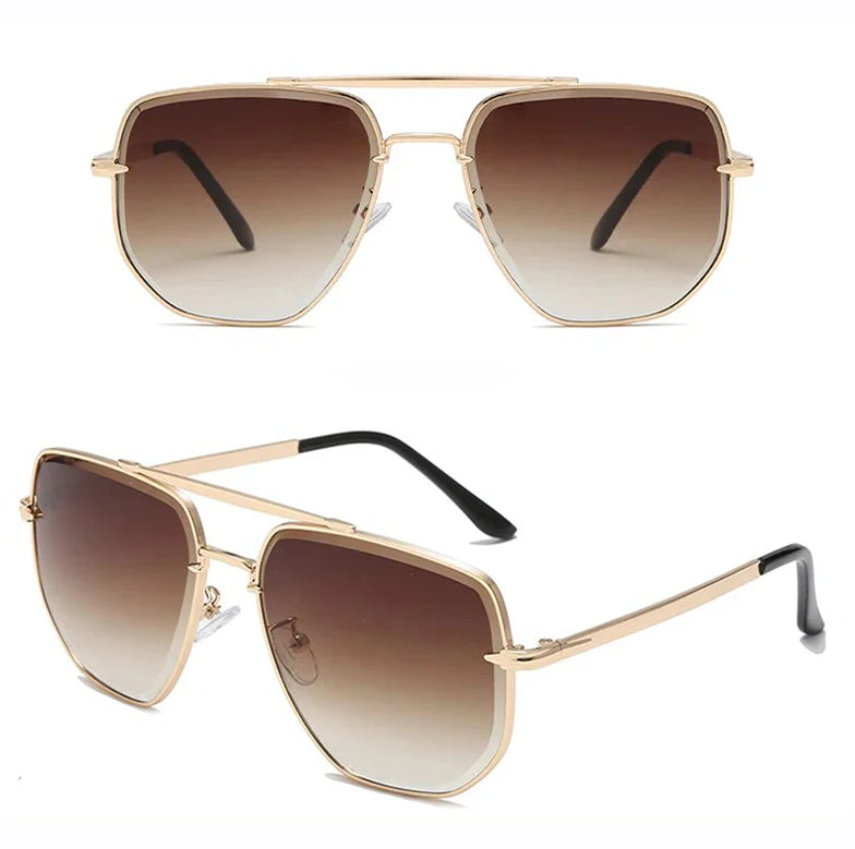 Men's Double Bridge Gradient Cut Sunglasses