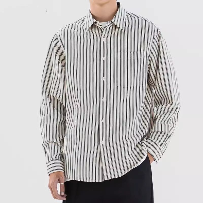 Loose Trendy All-match Retro Casual Striped Shirt