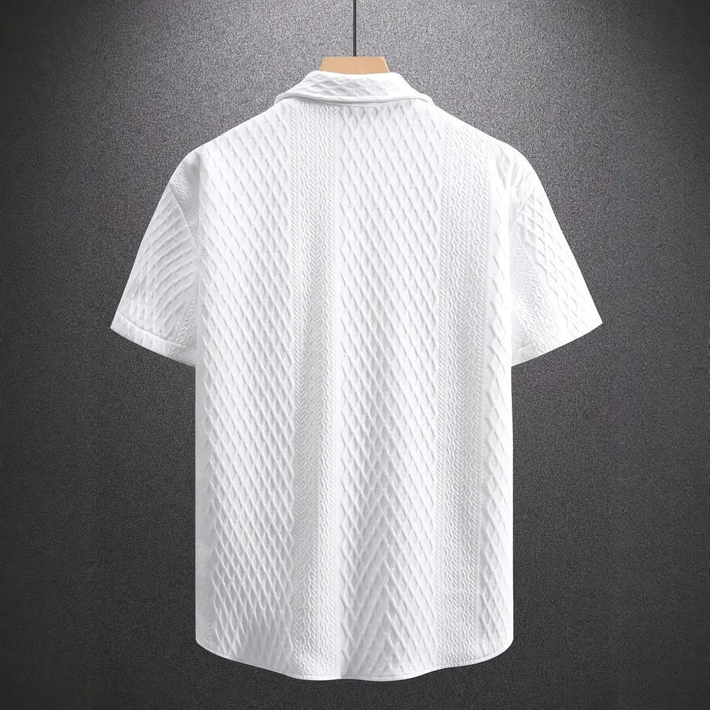 Men's Solid Color Short Sleeve Knitted Shirt With Over-turned Collar